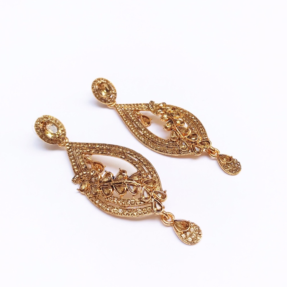 Unique Bollywood gold/bronze tone earrings